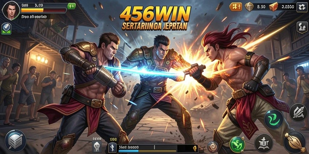 Screenshot gameplay 456WIN menampilkan aksi pertarungan yang mendebarkan dan karakter yang dinamis.