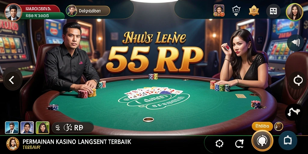 Tampilan gameplay Live Casino di 55RP dengan dealer profesional.
