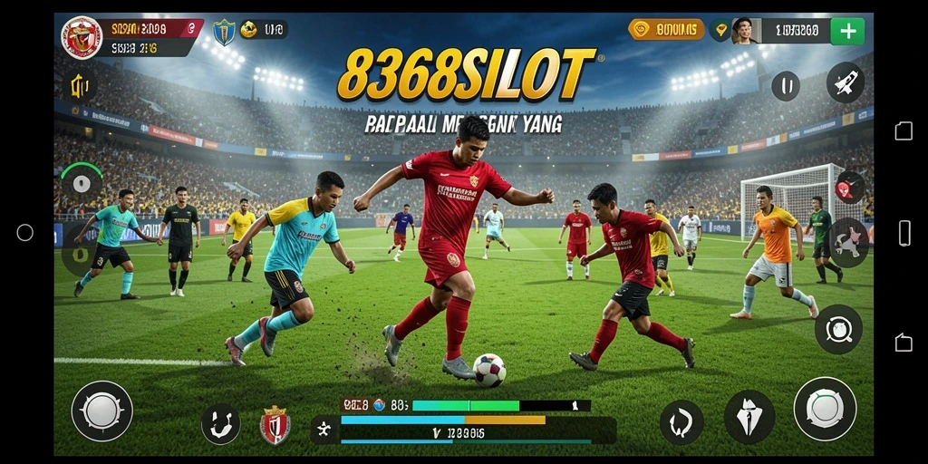 Tampilan gameplay menegangkan dalam 8368SLOT dengan aksi sepak bola yang seru.