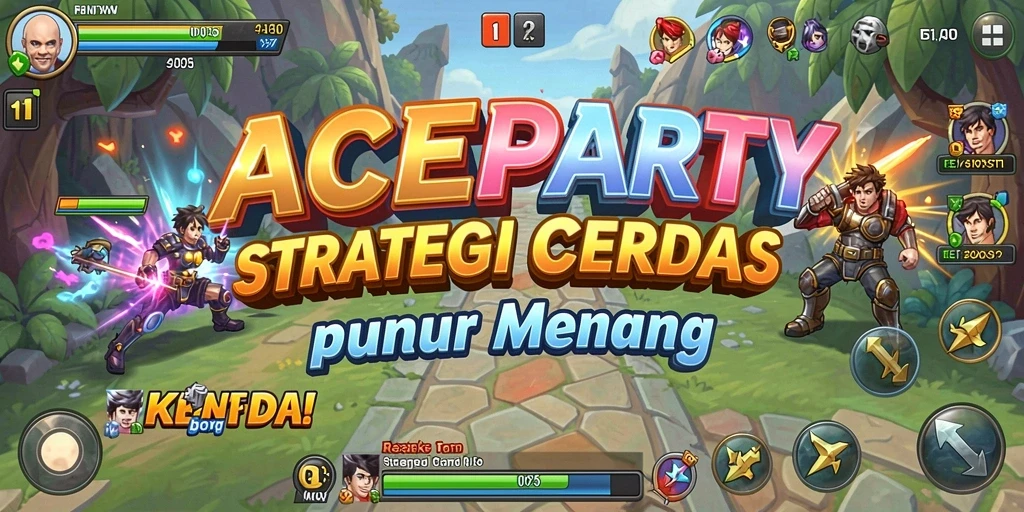 Tangkapan layar gameplay ACEPARTY yang menunjukkan pertempuran strategi.