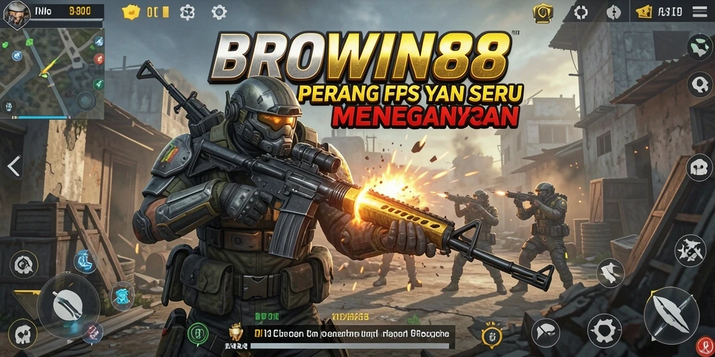 Tampilan layar BROWIN88 dengan aksi tembak-menembak yang seru