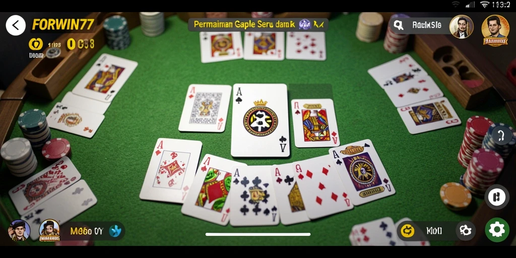 Tampilan seru dari gameplay Gaple di FORWIN77.