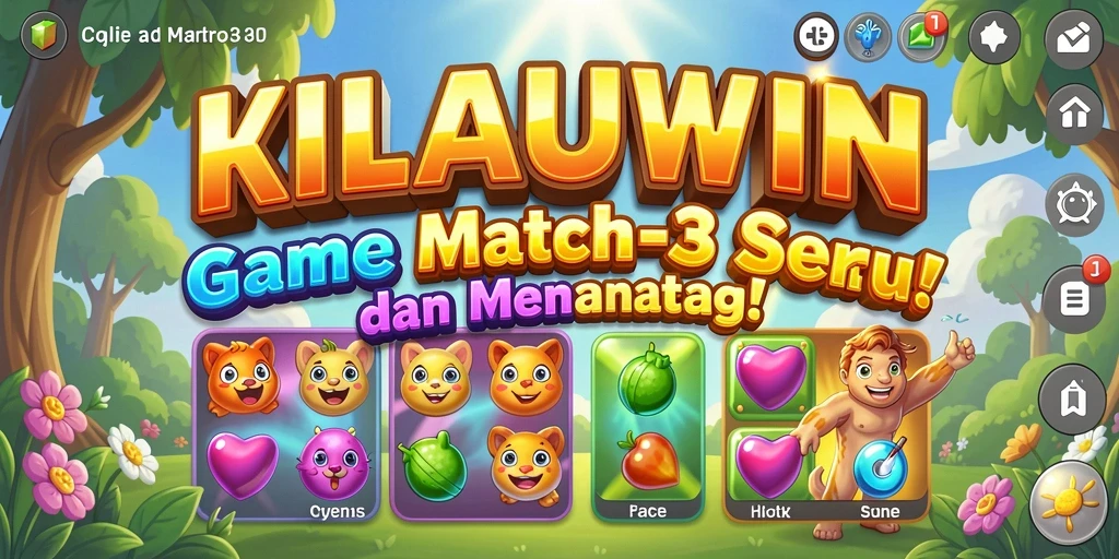 Tampilan gameplay KILAUWIN dengan permata berwarna-warni yang menyenangkan.