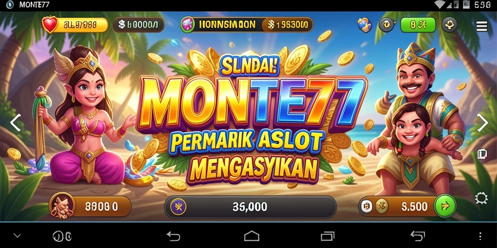 Tampilan utama MONTE77 dengan gameplay slot yang seru.