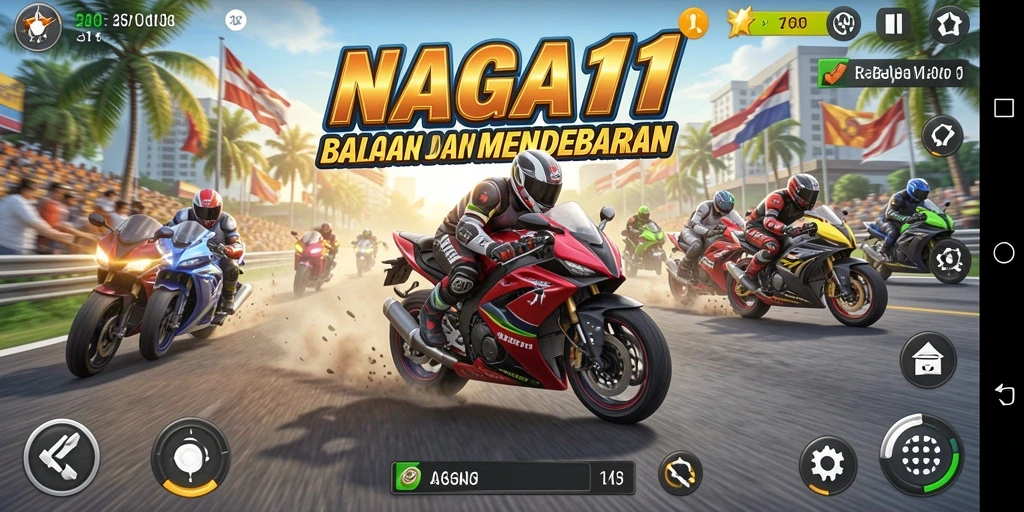 Gameplay NAGA11 menampilkan aksi balapan motor yang mendebarkan.