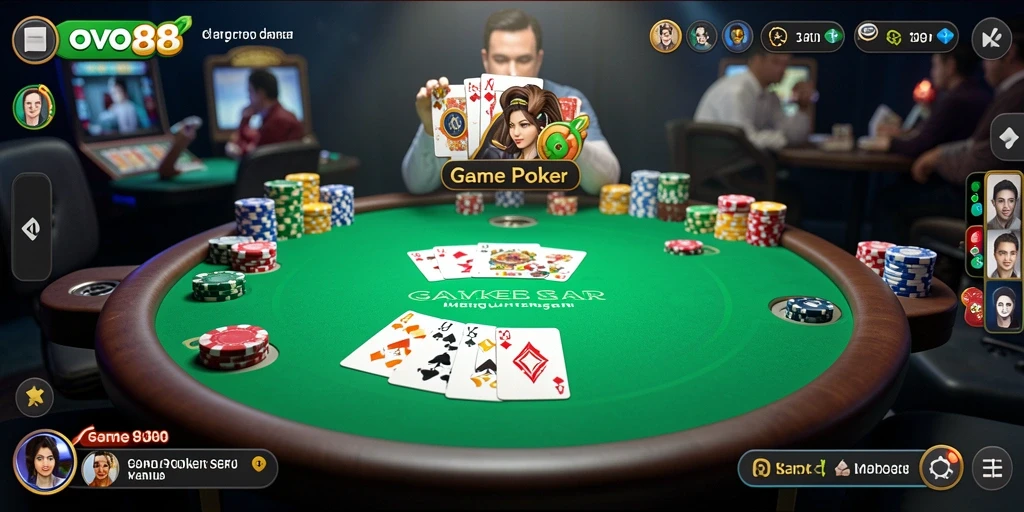 Menampilkan gameplay seru OVO88 dalam permainan Poker yang menantang.