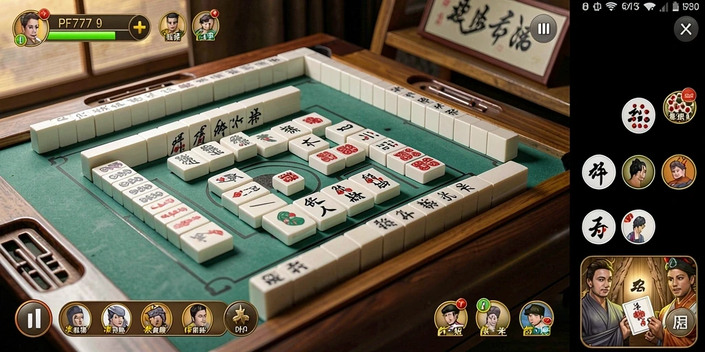 Screenshot PF777 menunjukkan gameplay Mahjong dengan grafis yang menarik.