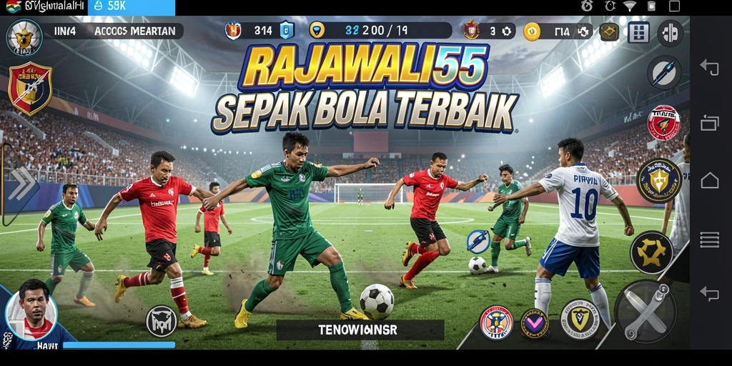 Tampilan aksi sepak bola yang mendebarkan di RAJAWALI55.