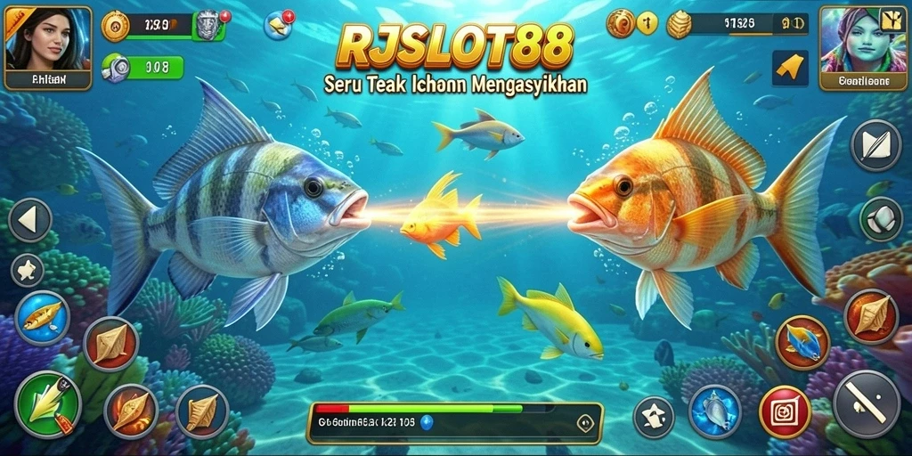 Tampilan gameplay RJSLOT88 dengan aksi tembak ikan yang seru.