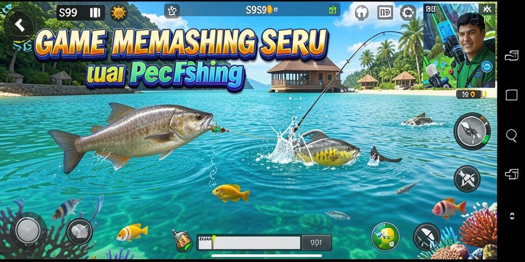 Tampilan gameplay S9S9 yang memukau saat memancing.