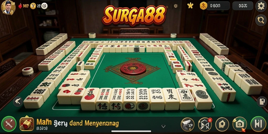 Screenshot gameplay SURGA88 yang menampilkan serunya permainan Mahjong.